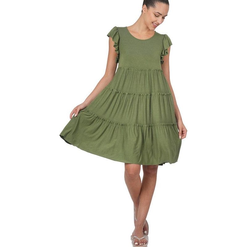 Ruffle sleeve tiered dress