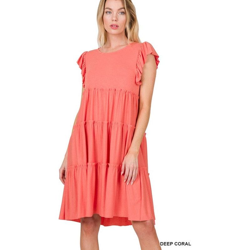 Ruffle sleeve tiered dress