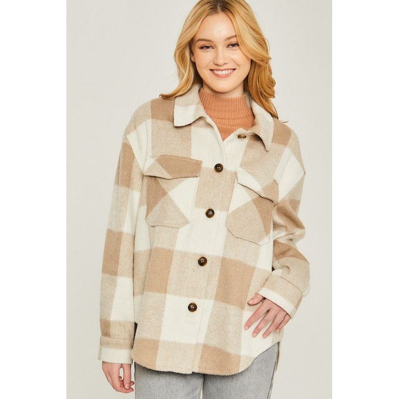 Woven yarn dye bust pocket jacket