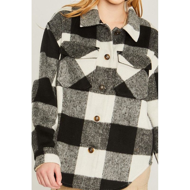 Woven yarn dye bust pocket jacket