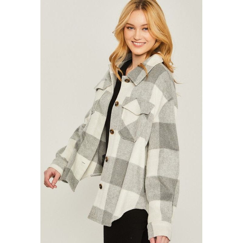 Woven yarn dye bust pocket jacket