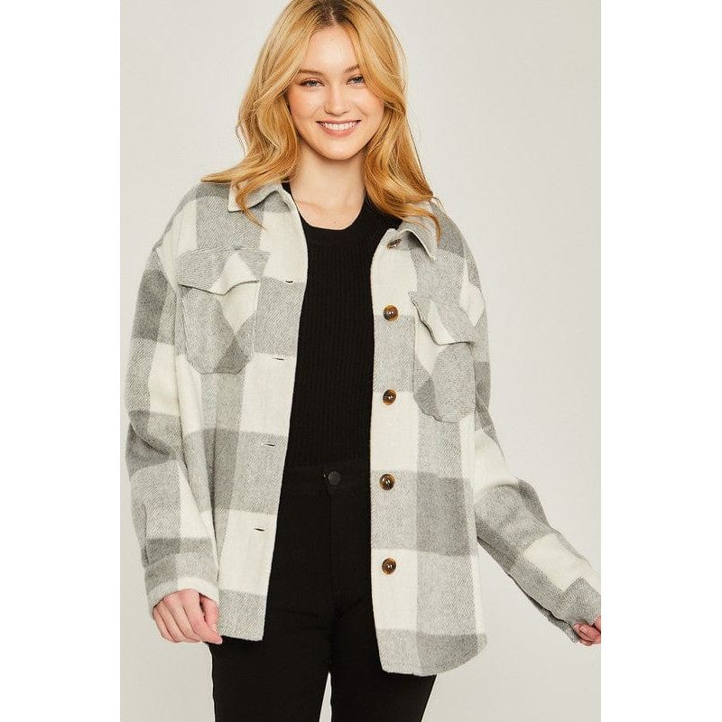 Woven yarn dye bust pocket jacket