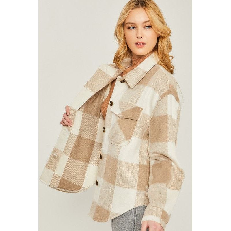 Woven yarn dye bust pocket jacket