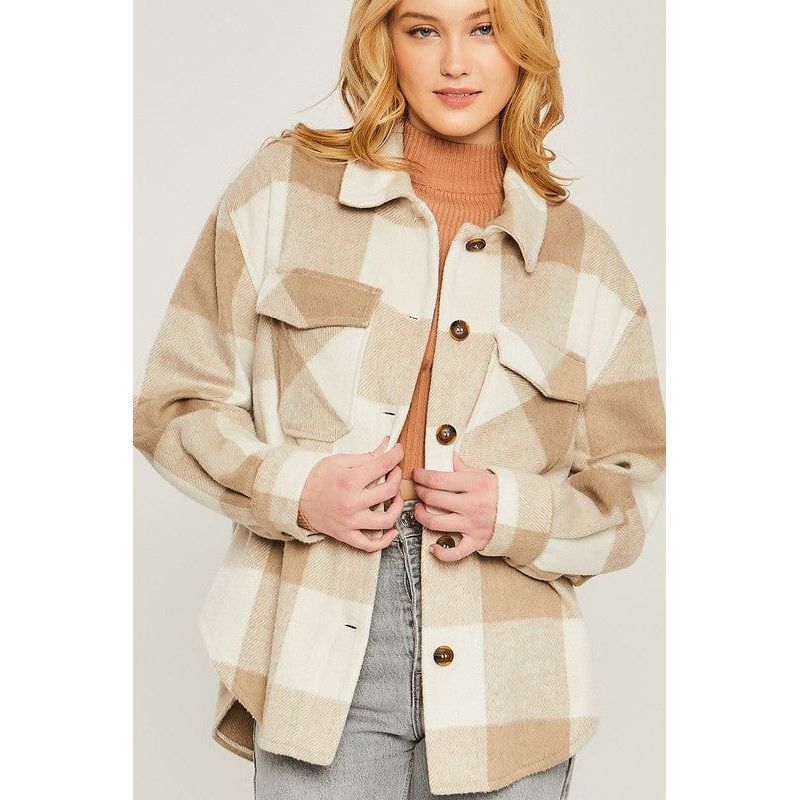 Woven yarn dye bust pocket jacket