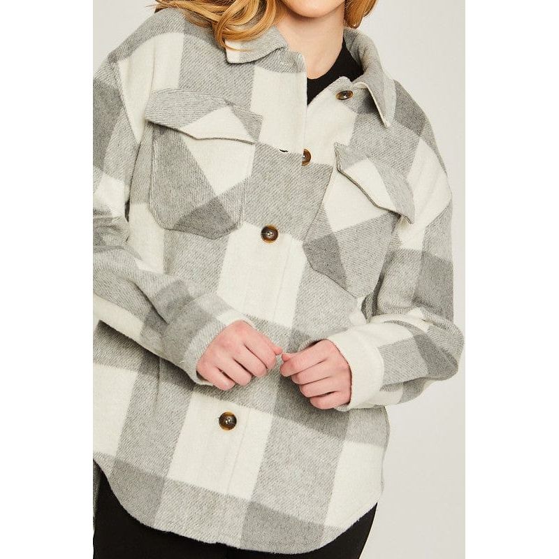 Woven yarn dye bust pocket jacket