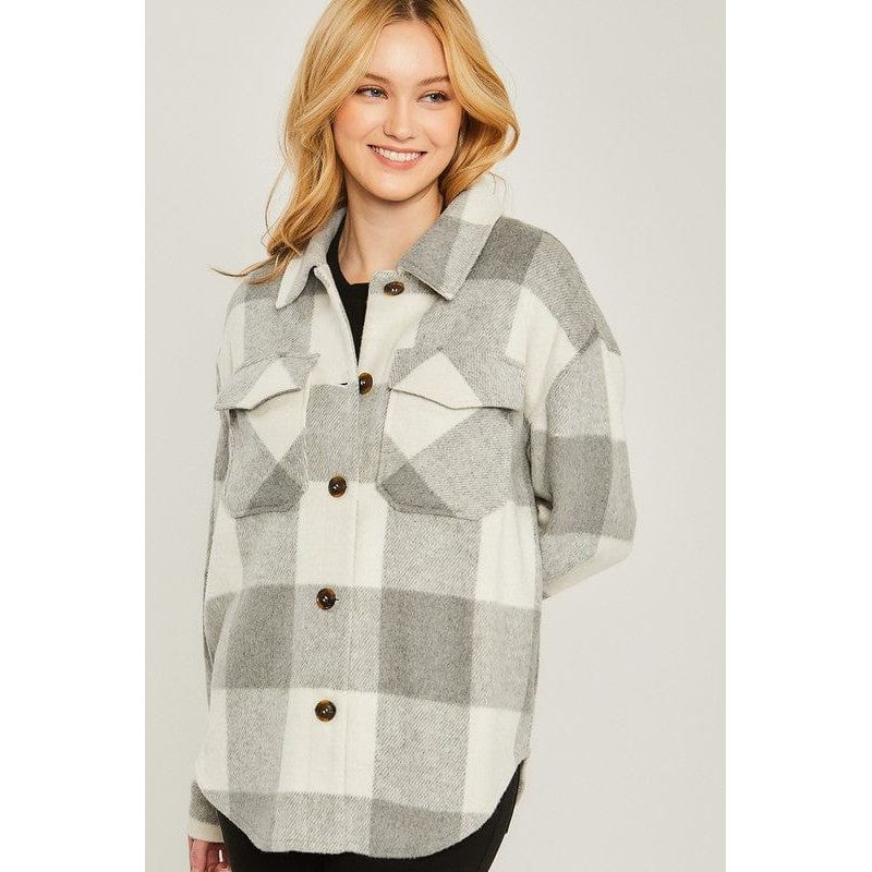 Woven yarn dye bust pocket jacket