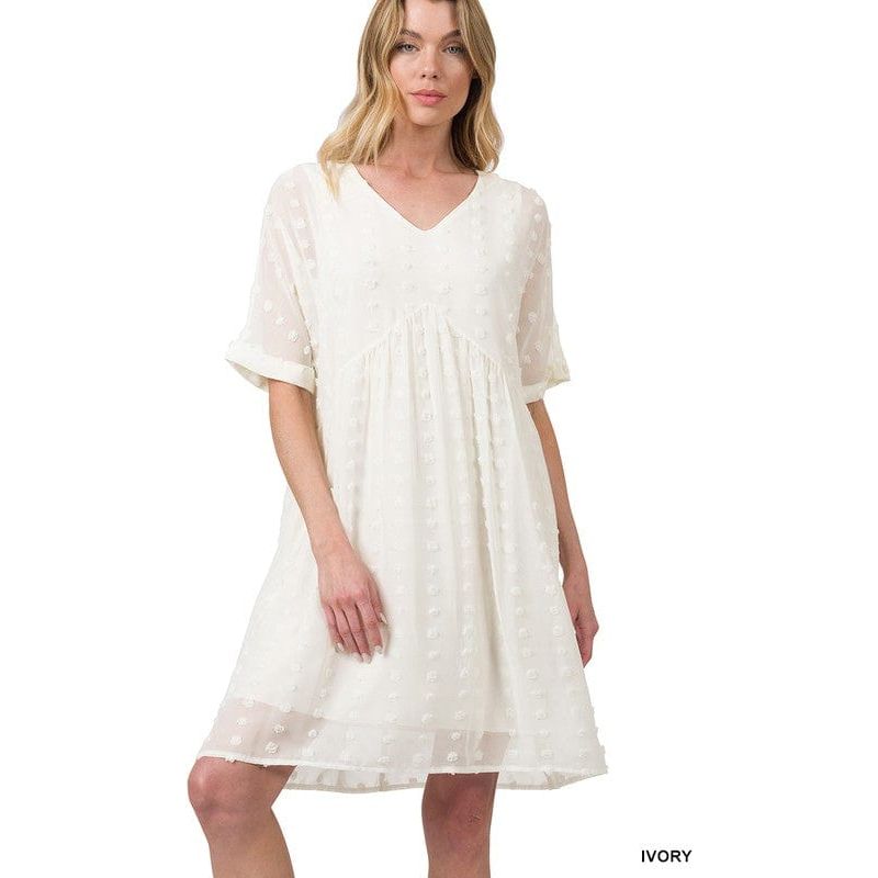 Swiss dot babydoll v-neck dress