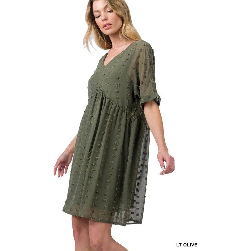 Swiss dot babydoll v-neck dress