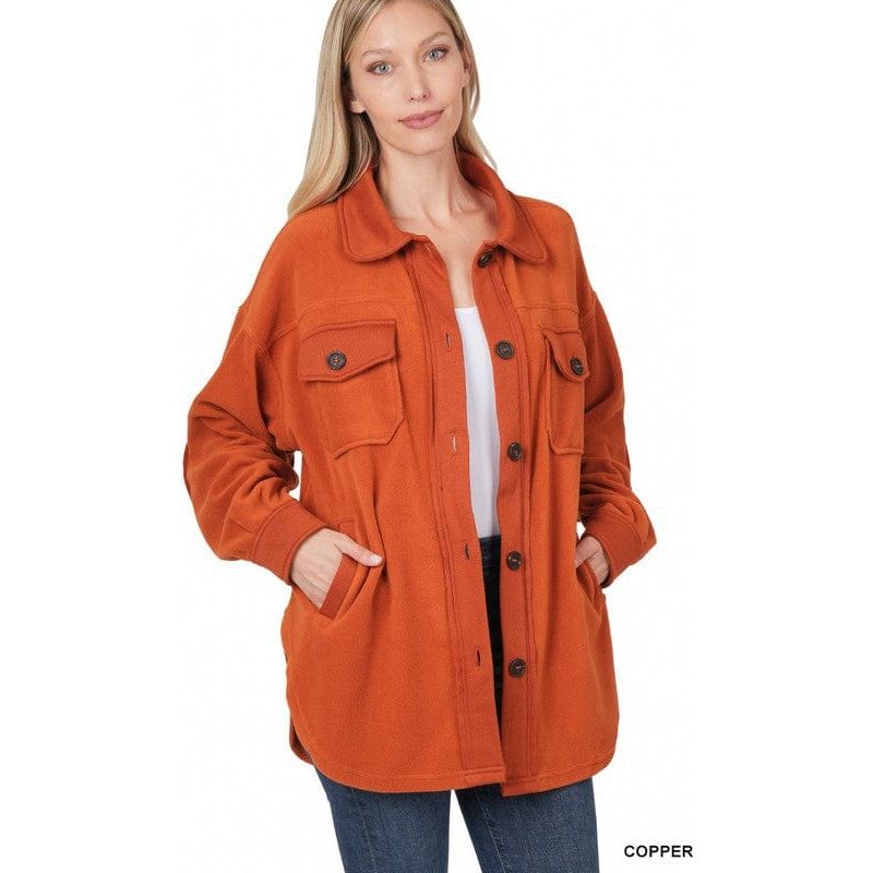 Oversized basic fleece shacket