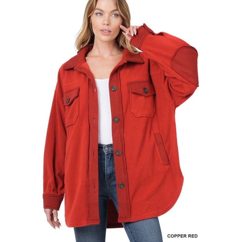 Oversized basic fleece shacket