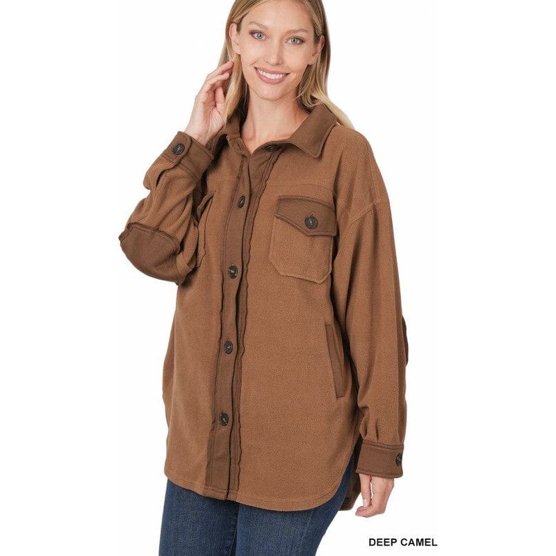 Oversized basic fleece shacket