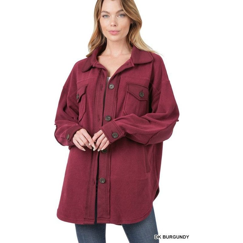 Oversized basic fleece shacket