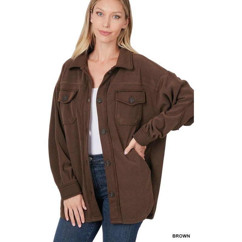 Oversized basic fleece shacket