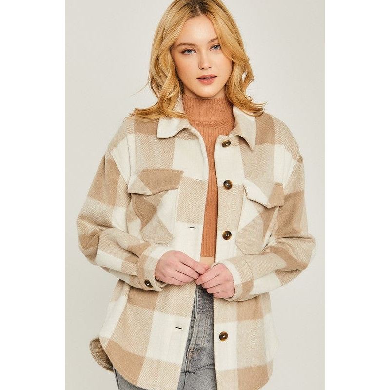 Woven yarn dye bust pocket jacket