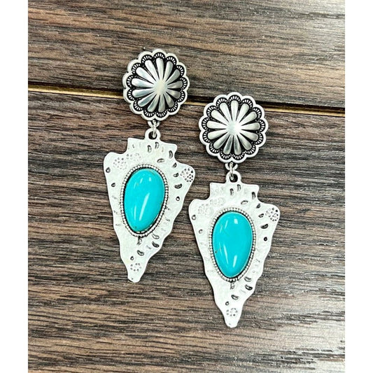 Concho Post Arrowhead Turquoise Earrings
