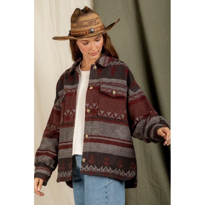 Aztec Pattern Collared Casual Jacket