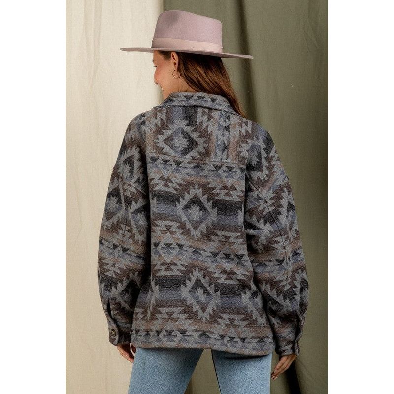 Aztec Pattern Collared Casual Jacket