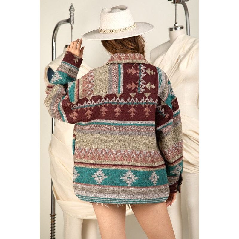 Aztec Pattern Collared Casual Jacket