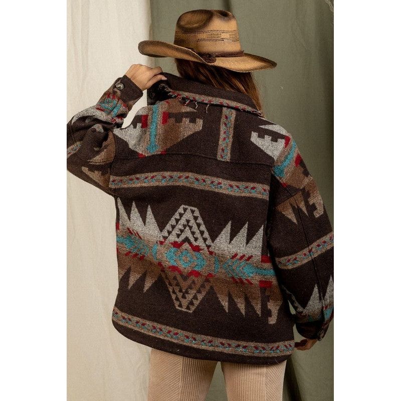 Aztec Pattern Collared Casual Jacket