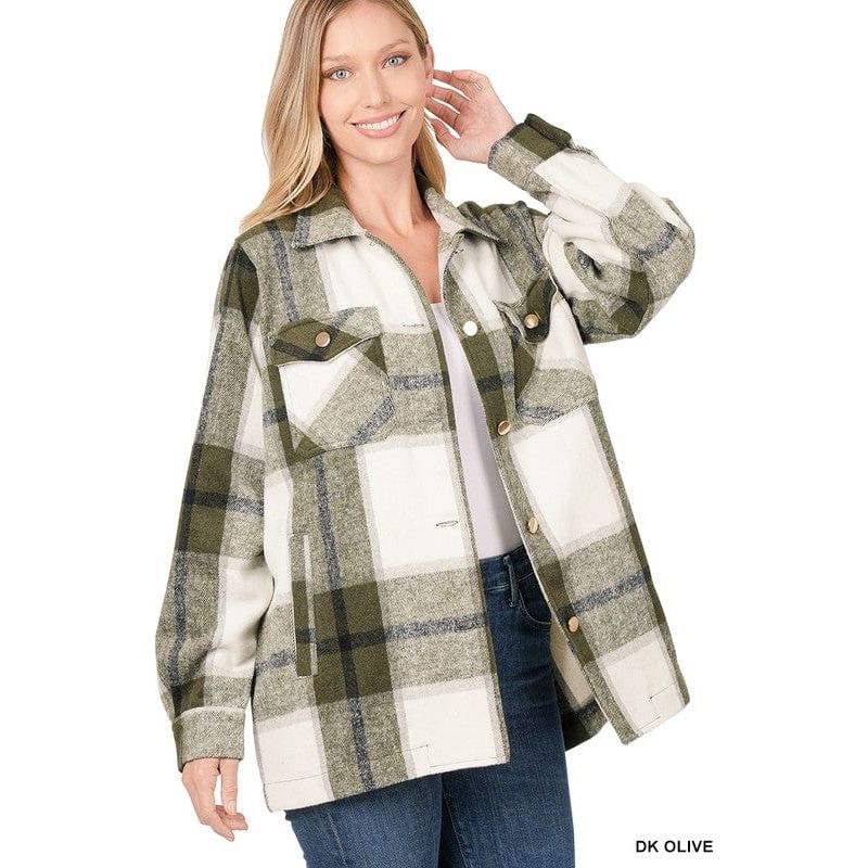 Plaid oversized shacket with pockets