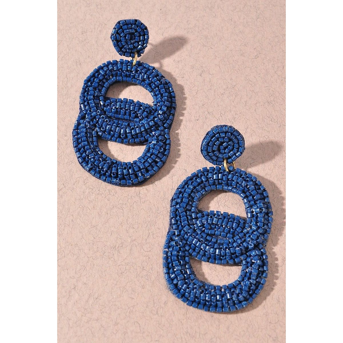 Seed Bead Double Circle Post Dangle Earrings