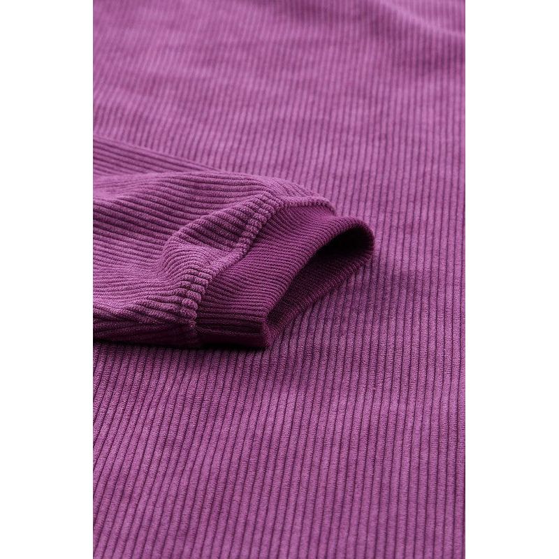 Graphic Print Ribbed Casual Sweatshirt