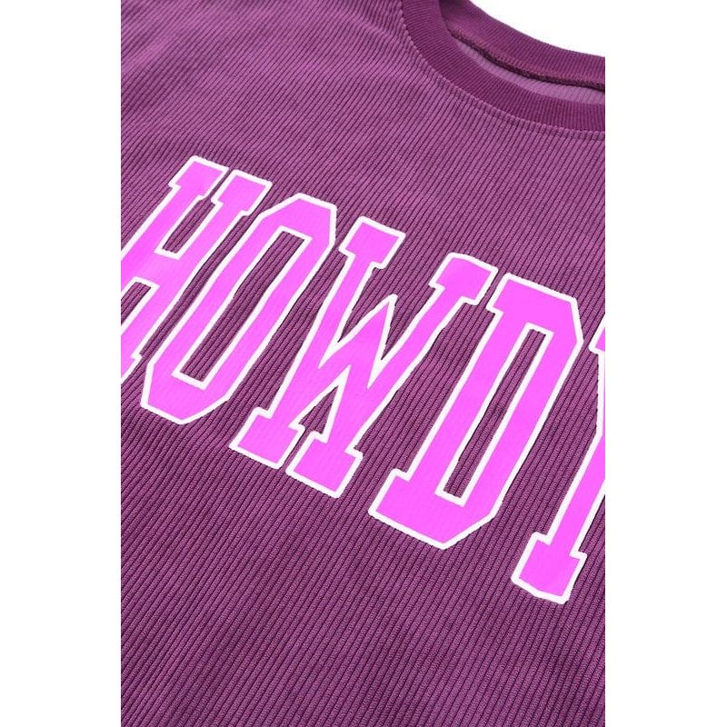 Graphic Print Ribbed Casual Sweatshirt