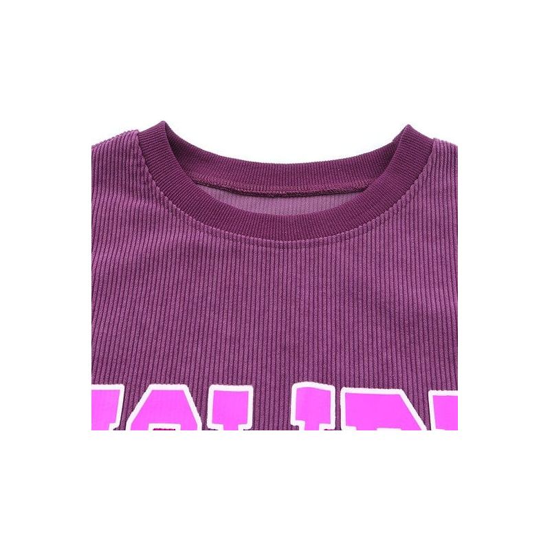 Graphic Print Ribbed Casual Sweatshirt