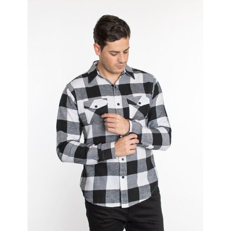 Flannel-Button Down-Plaid-Fornt Pockets