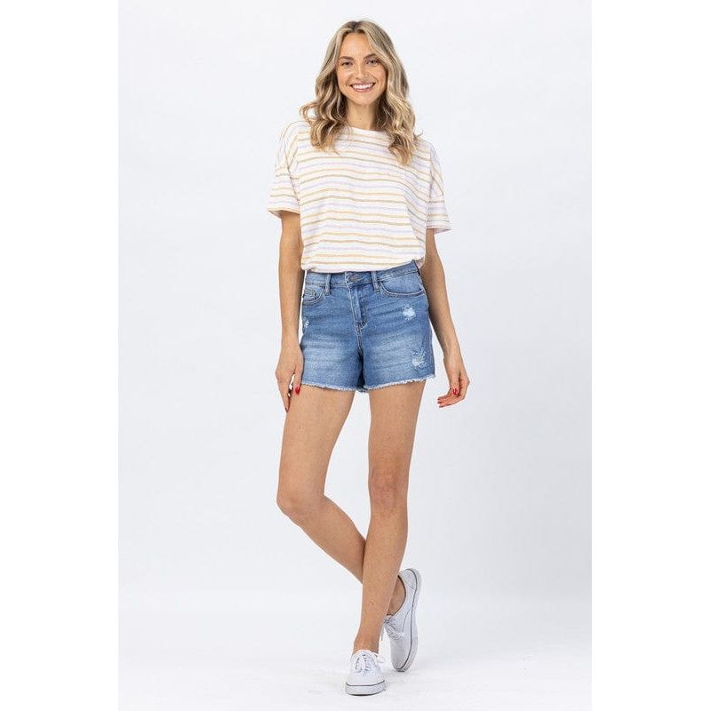 Hi waist distressed shorts