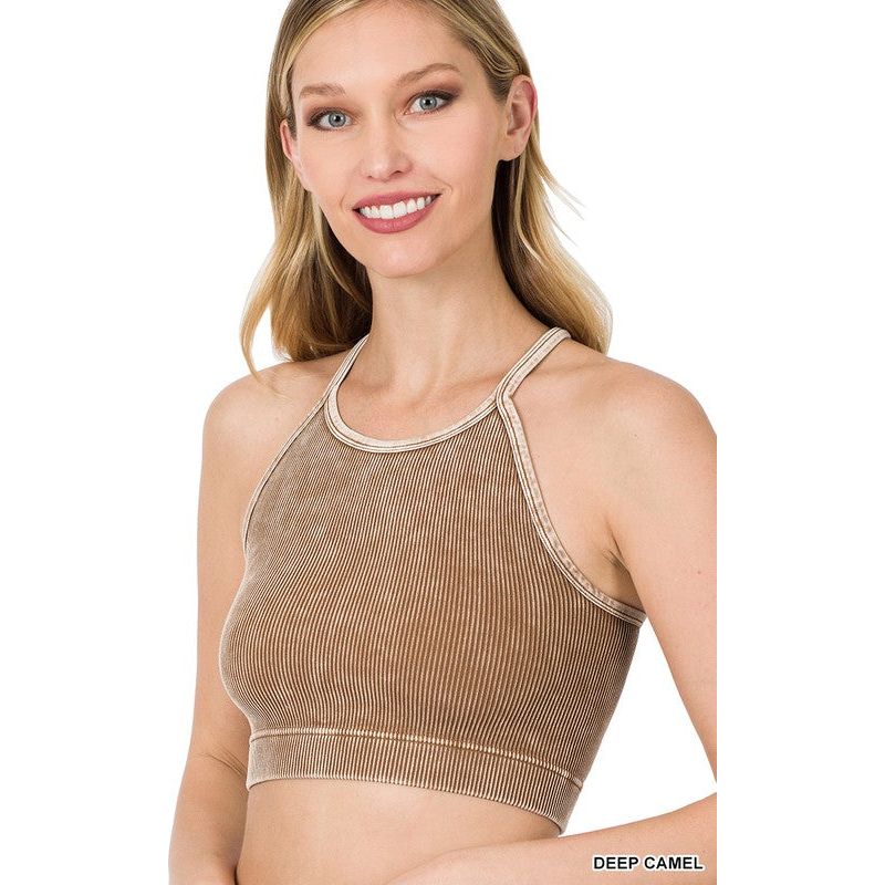 Washed Ribbed Seamless Cropped Cami Top