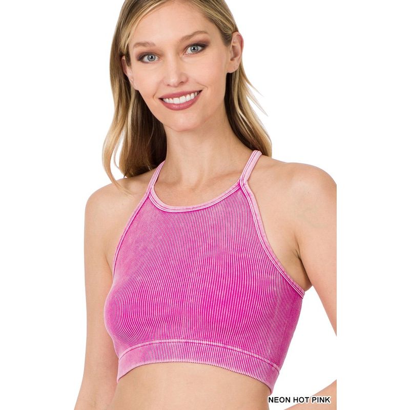 Washed Ribbed Seamless Cropped Cami Top