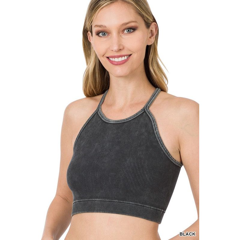 Washed Ribbed Seamless Cropped Cami Top