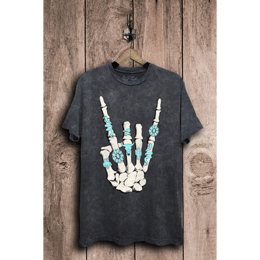 Skeleton Rock Hand Sign Graphic Top