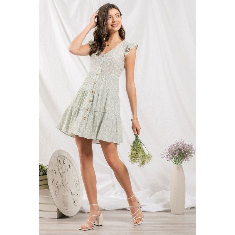 Speckled button up mini dress