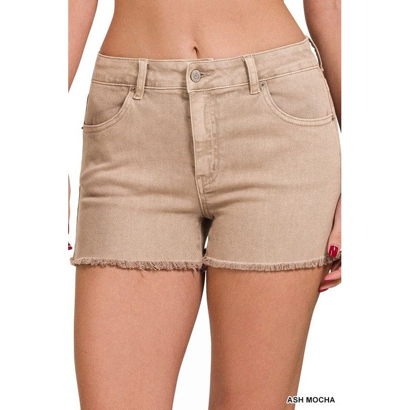 Acid Washed Frayed Cutoff Hem Shorts
