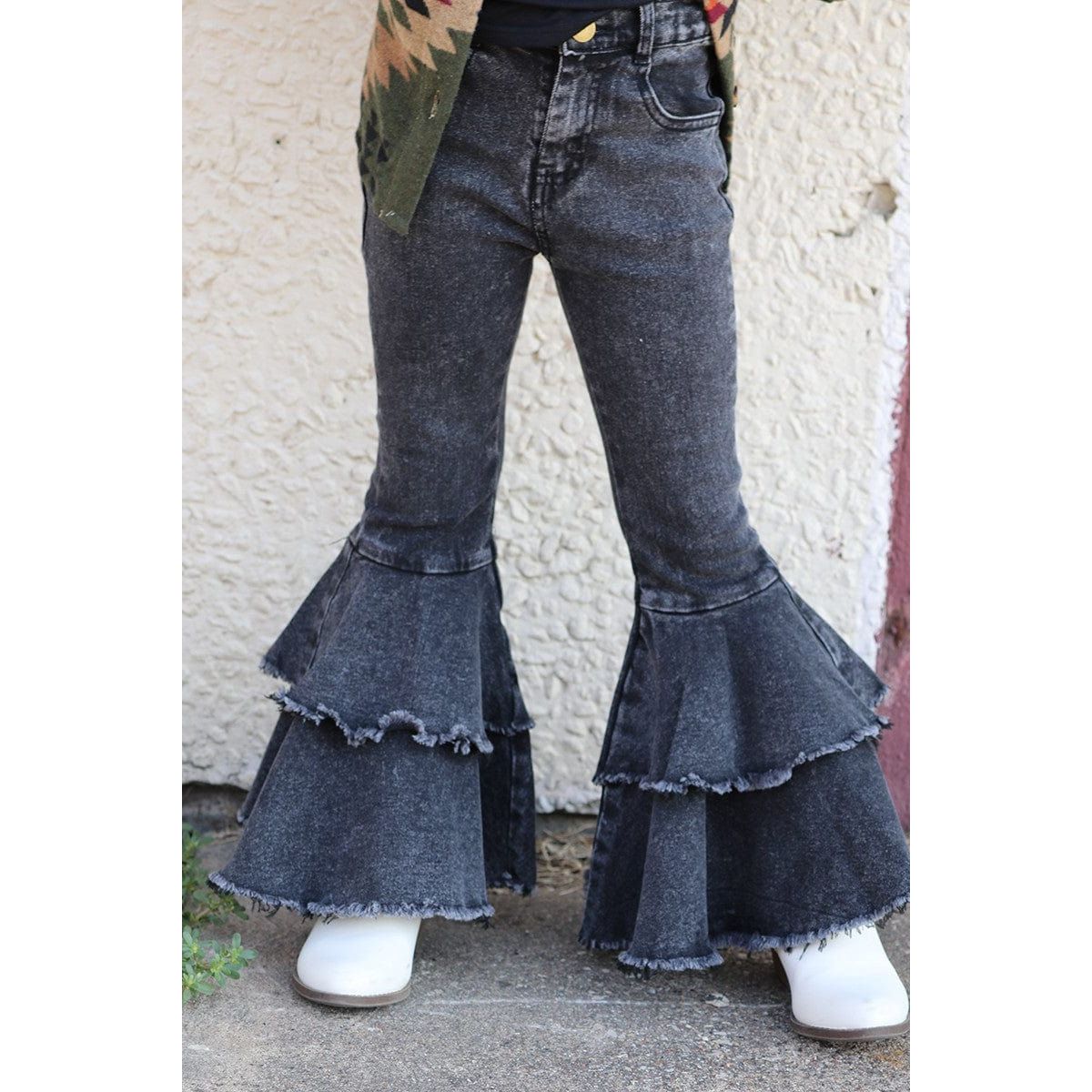 Double Layer Denim Bell Pants.