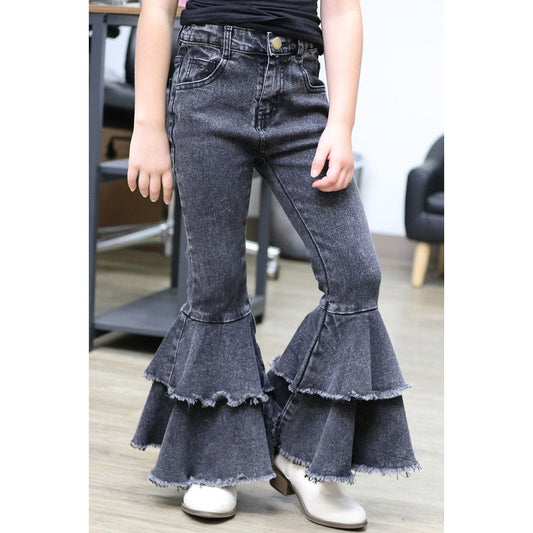 Double Layer Denim Bell Pants.