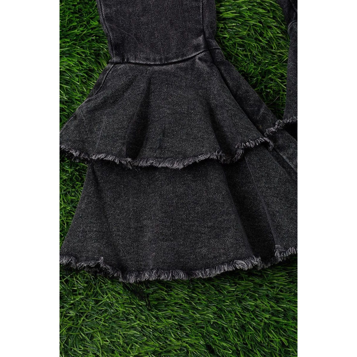 Double Layer Denim Bell Pants.