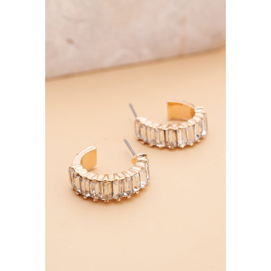 Baguette Stone Circle Hoop Earrings