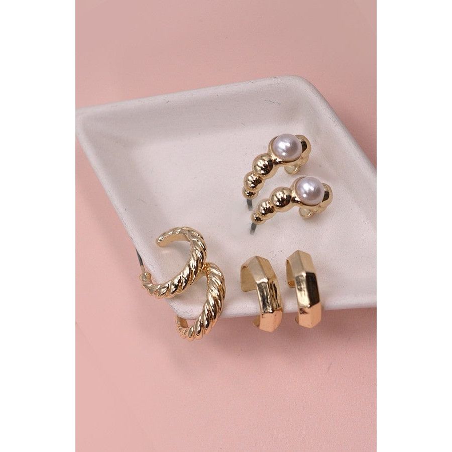 Trio Hoop Mini Huggie Earrings