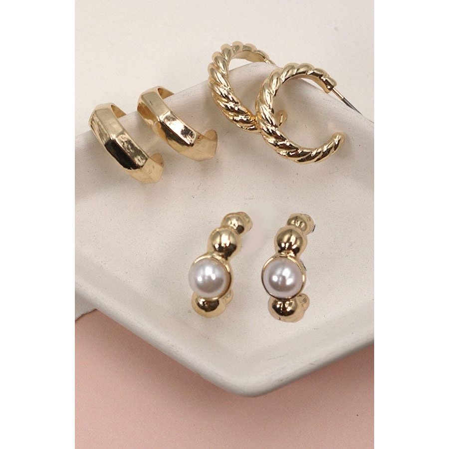 Trio Hoop Mini Huggie Earrings