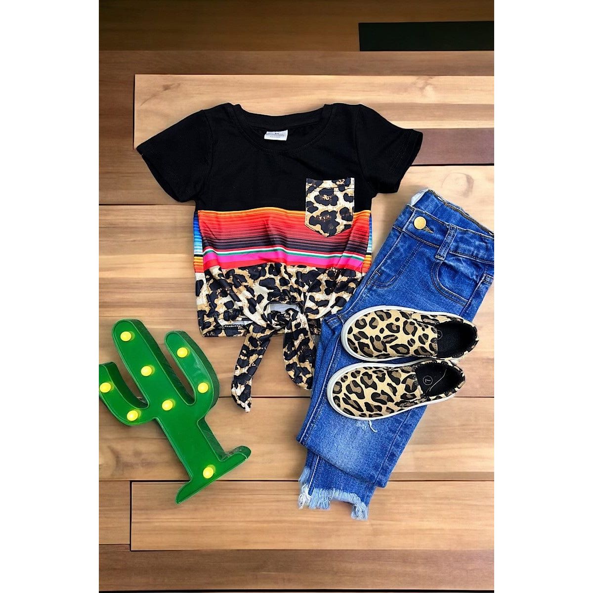 Girls Serape Printed Knot Top