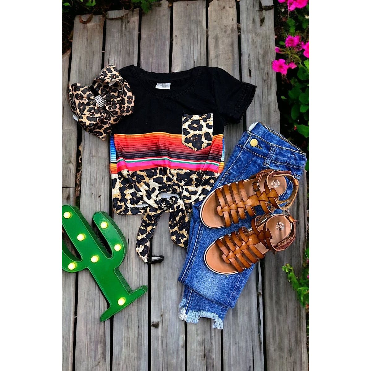 Girls Serape Printed Knot Top