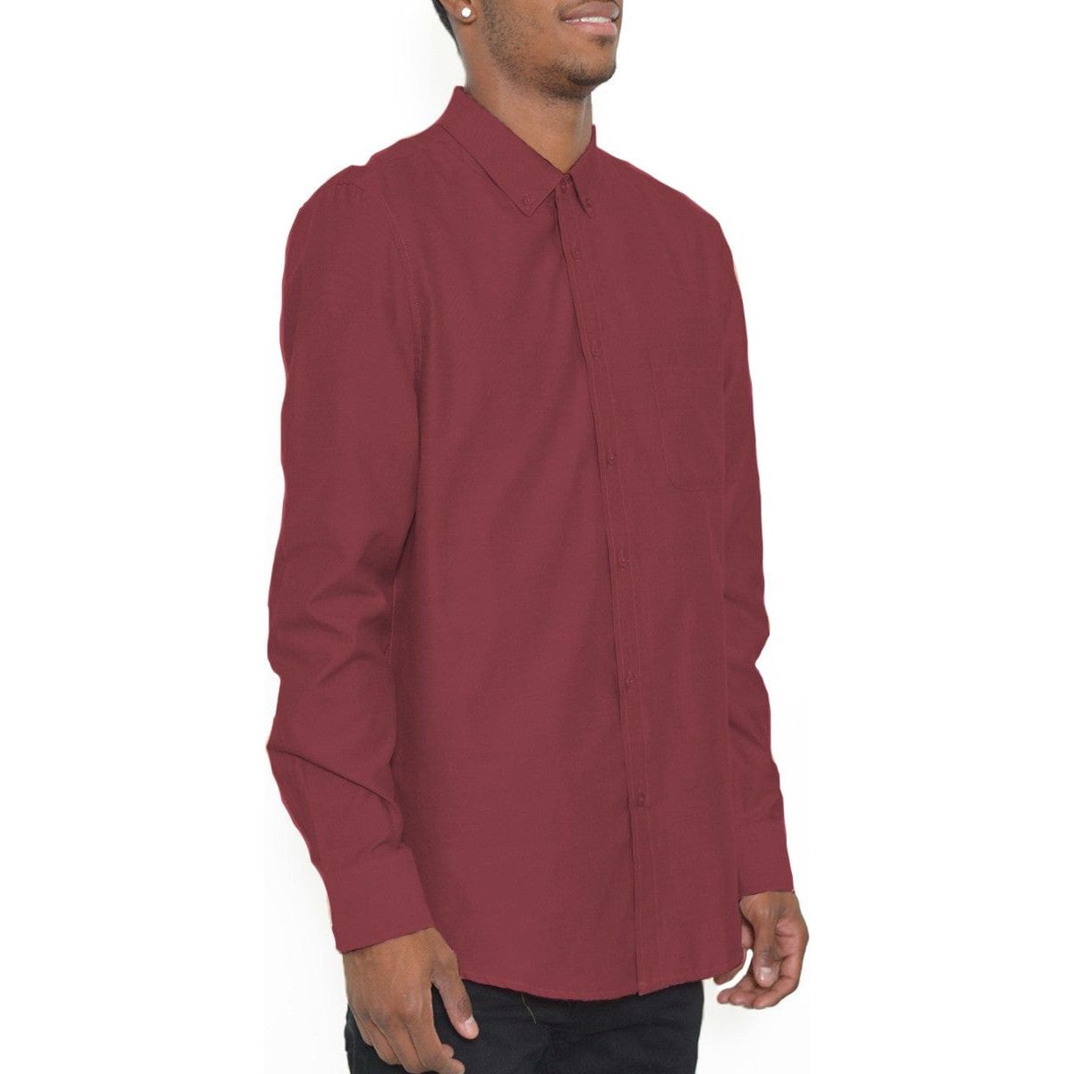 Mens Solid Long Sleeve Button Down