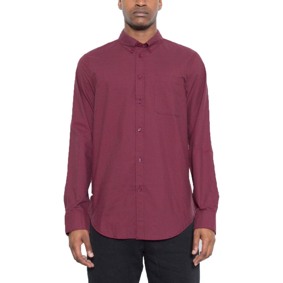 Mens Solid Long Sleeve Button Down