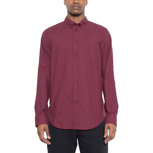 Mens Solid Long Sleeve Button Down