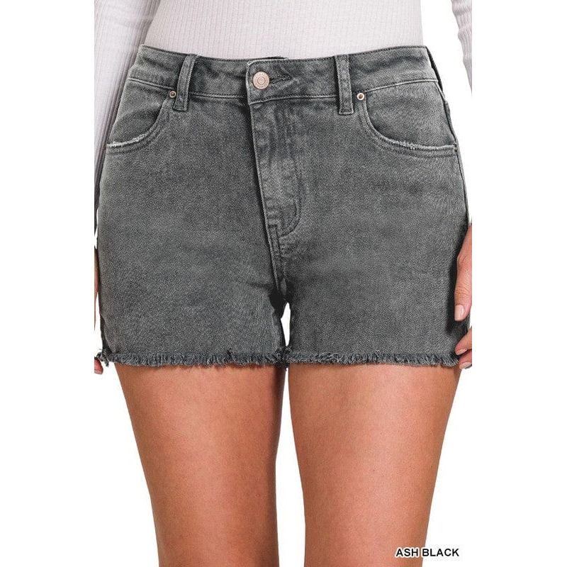 Acid Washed Frayed Cutoff Hem Shorts