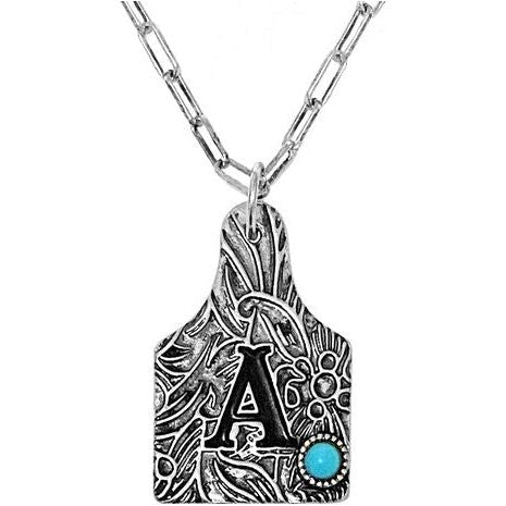 Western Paisley Gemstone Monogram Pendant Necklace