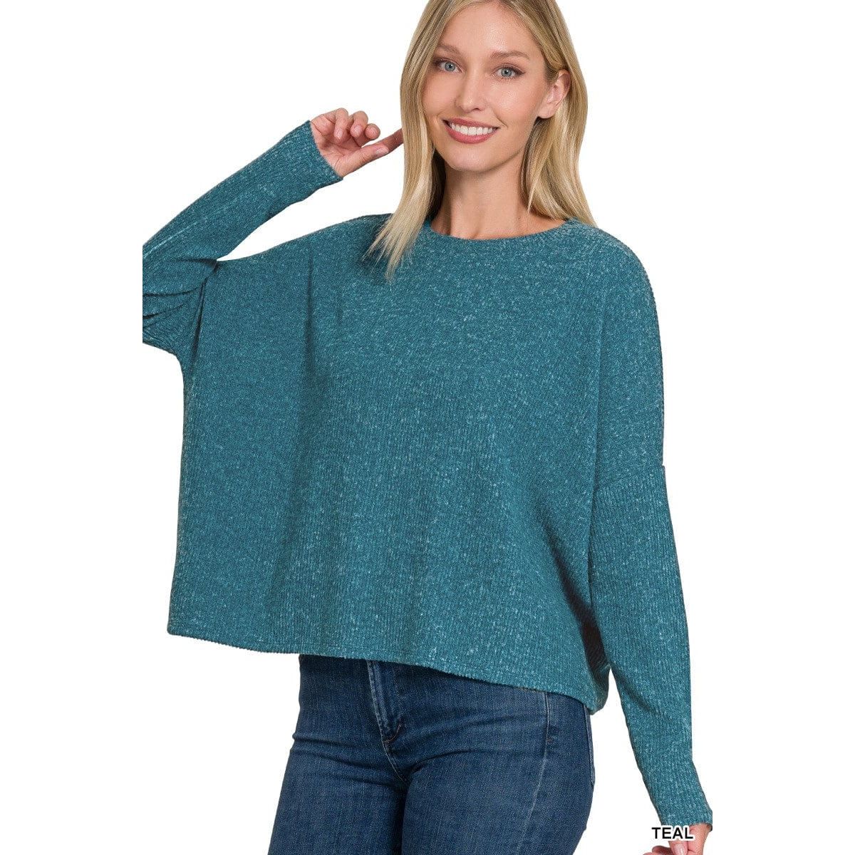 Ribbed Dolman Long Sleeve Sweater